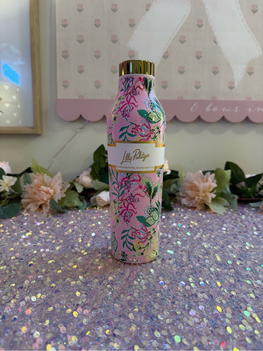 NWT Lilly Pulitzer 20 oz Stainless Steel Water Bottle in “Via Amore Spritzer”